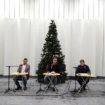 02.01.2022. Studio Polityczne Radia Kielce. Na zdjęciu (od lewej): Tomasz Pleban - Prawo i Sprawiedliwość, Michał Piasecki - Platforma Obywatelska, Mateusz Kołodziejczyk - Polskie Stronnictwo Ludowe, Łukasz Wasilewski - Konfederacja, Jacek Skórski - Nowa Lewica / Sebastian Kalwat / Radio Kielce