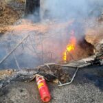 Pożar gazociągu w Cesarce / KP PSP Zgierz