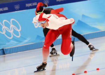 Chiny. Zimowe Igrzyska Olimpijskie Pekin 2022. Na zdjęciu: Piotr Michalski w biegu na 1000 m łyżwiarzy szybkich / PAP/Grzegorz Momot