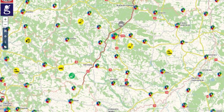 Krajowa Mapa Zagrożeń Bezpieczeństwa / mapy.geoportal.gov.pl / screen