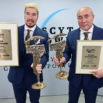 70. Plebiscyt Sportowy - Świętokrzyskie Gwiazdy Sportu 2021. Na zdjęciu (od lewej): Alex Dujszebajew - Łomża Vive Kielce - 1. miejsce w kategorii Sportowiec Roku, Talant Dujszebajew - 1. miejsce w kategorii Trener Roku / Echo Dnia