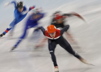 05.02.2022. Olimpiada w  Pekinie. Wyścig kobiet na 500m:  Short Track / HOW HWEE YOUNG / PAP/EPA.