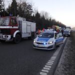 14.02.2022. Dąbrowa. Zderzenie dwóch samochodów ciężarowych na drodze krajowej nr 7 / Jarosław Kubalski / Radio Kielce