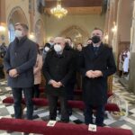 06.02.2022. Sulisławice. Pielgrzymka sadowników i ogrodników. Na zdjęciu (od lewej): Adam Jarubas - europoseł z PSL , Andrzej Swajda - sekretarz powiatu, radny sejmiku województwa świętokrzyskiego , Marcin Piwnik - starosta sandomierski / Grażyna Szlęzak-Wójcik / Radio Kielce