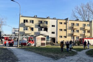 13.02.2022. Kielce. Pożar w bloku przy ul. Grunwaldzkiej / Jarosław Kubalski / Radio Kielce