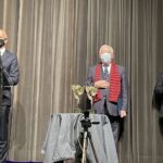 12.02.2022. Jędrzejów. Obchody 751. rocznicy nadania praw miejskich. Na zdjęciu (od lewej): Piotr Wawrzyk - wicemister spraw zagranicznych, poseł Krzysztof Lipiec - lider świętokrzyskich struktur PiS, Marek Bogusławski - wicemarszałek województwa świętokrzyskiego / Michał Kita / Radio Kielce