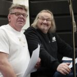 31.01.2022. Radio Kielce. Nagrania słuchowiska "Krew i żelazo". Na zdjęciu (od lewej): Janusz Głogowski - aktor, Jacek Mąka - aktor / Wiktor Taszłow / Radio Kielce