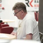 31.01.2022. Radio Kielce. Nagrania słuchowiska "Krew i żelazo". Na zdjęciu: Janusz Głogowski - aktor / Wiktor Taszłow / Radio Kielce