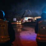 10.02.2022. Starachowice. Pożar hali - akcja gaśnicza / Wiktor Taszłow / Radio Kielce