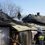 14.02.2022. Łączna. Pożar budynku mieszkalno-gospodarczego / Wiktor Taszłow / Radio Kielce