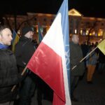 24.02.2022. Kielce. Manifestacja poparcia dla Ukrainy / Wiktor Taszłow / Radio Kielce