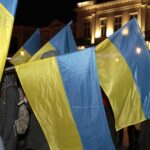 24.02.2022. Kielce. Manifestacja poparcia dla Ukrainy / Wiktor Taszłow / Radio Kielce