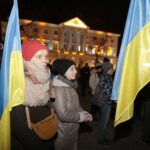 24.02.2022. Kielce. Manifestacja poparcia dla Ukrainy / Wiktor Taszłow / Radio Kielce