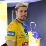 28.02.2022. Kielce. Konferencja Łomży Vive Kielce. Na zdjęciu: Alex Dujszebajew - zawodnik Łomży Vive / Wiktor Taszłow / Radio Kielce