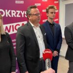 28.02.2022. Kielce. Konferencja Nowej Lewicy. Na zdjęciu (od lewej): Katarzyna Długosz, poseł Andrzej Szejna, Igor Wołowiec, Jacek Skórski / Michał Kita / Radio Kielce