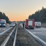 14.02.2022. Suchedniów. Spalona naczepa samochodu ciężarowego / Wiktor Taszłow / Radio Kielce