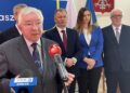 28.02.2022. Staszów. Na zdjęciu (od lewej): poseł Krzysztof Lipiec, Jacek Nowak - burmistrz Połańca, Lidia Zamiela - zastępca wójta Bogorii, Stanisław Batóg - wiceprzewodniczący radu powiatu staszowskiego / Emilia Sitarska / Radio Kielce