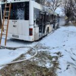 08.02.2022. Skarżysko-Kamienna. Pożar autobusu MPK / Paweł Sieczka / PSP Skarzysko