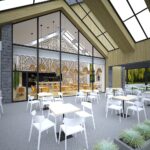 04.08.2021. Zagnańsk. Wizualizacja restauracji i sklepu z pamiątkami w sąsiedztwie dębu „Bartek” / Urząd Gminy w Zagnańsku