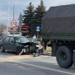 07.03.2022. Kielce. Kolizja na skrzyżowaniu ulic Krakowskiej i Kryształowej / Wiktor Taszłow / Radio Kielce