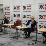 13.03.2022. Studio Polityczne Radia Kielce. Na zdjęciu (od lewej): Marek Kwitek - poseł Prawa i Sprawiedliwości, Michał Piasecki - Platforma Obywatelska, Czesław Siekierski - Polskie Stronnictwo Ludowe, Jacek Skórski - Nowa Lewica / Dionizy Krawczyński / Radio Kielce