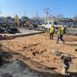 03.03.2022. Kielce. Budowa dworca tymczasowego PKP / Wiktor Taszłow / Radio Kielce