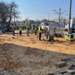 03.03.2022. Kielce. Budowa dworca tymczasowego PKP / Wiktor Taszłow / Radio Kielce