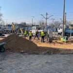 03.03.2022. Kielce. Budowa dworca tymczasowego PKP / Wiktor Taszłow / Radio Kielce