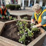 29.03.2022. Kielce. Sadzenie bratków na ul. Sienkiewicza / Jarosław Kubalski / Radio Kielce