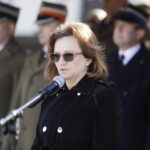 27.03.2022. Chęciny. Przysięga żołnierzy 10. Świętokrzyskiej Brygady Obrony Terytorialnej. Na zdjęciu poseł Agata Wojtyszek / Jarosław Kubalski / Radio Kielce