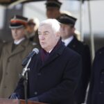 27.03.2022. Chęciny. Przysięga żołnierzy 10. Świętokrzyskiej Brygady Obrony Terytorialnej. Na zdjęciu: Andrzej Bętkowski - marszałek województwa świętokrzyskiego / Jarosław Kubalski / Radio Kielce