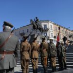 19.03.2022. Kielce. Uroczystości przed pomnikiem marszałka Józefa Piłsudskiego / Wiktor Taszłow / Radio Kielce