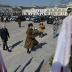 19.03.2022. Kielce. Uroczystości przed pomnikiem marszałka Józefa Piłsudskiego. Na zdjęciu: Rafał Nowak - wicewojewoda świętokrzyski / Wiktor Taszłow / Radio Kielce