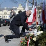 19.03.2022. Kielce. Uroczystości przed pomnikiem marszałka Józefa Piłsudskiego. Na zdjęciu: Rafał Nowak - wicewojewoda świętokrzyski / Wiktor Taszłow / Radio Kielce