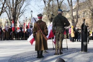 01.03.2022. Kielce. Narodowy Dzień Pamięci Żołnierzy Wyklętych. Uroczystości przed Pomnikiem Armii Krajowej / Wiktor Taszłow / Radio Kielce