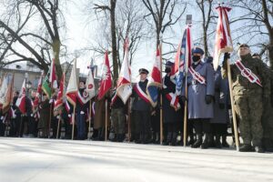 01.03.2022. Kielce. Narodowy Dzień Pamięci Żołnierzy Wyklętych. Uroczystości przed Pomnikiem Armii Krajowej / Wiktor Taszłow / Radio Kielce