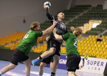 12.03.2022. Kielce. Mecz I ligi piłki ręcznej: AZS UJK Kielce - Olimpia Medex Piekary Śląskie / Wiktor Taszłow / Radio Kielce