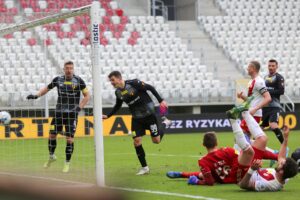 05.03.2022. Łódź. 22. kolejka Fortuna 1 Ligi: ŁKS Łódź - Korona Kielce / Krzysztof Bujnowicz / Radio Kielce