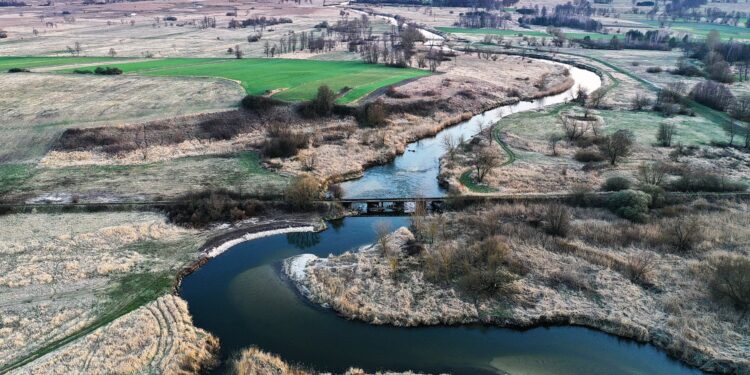 28.03.2020 Rzeka Nida pod Motkowicami. Most kolejki wąskotorowej / Jarosław Kubalski / Radio Kielce