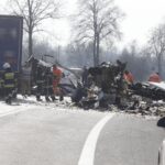 02.03.2022. Rataje Słupskie. Zderzenie dwóch ciężarówek / Jarosław Kubalski / Radio Kielce