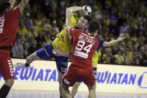 09.03.2022 Kielce. Mecz Ligi Mistrzów: Łomża Vive Kielce - Dynamo Bukareszt. Artsem Karalek / Jarosław Kubalski / Radio Kielce