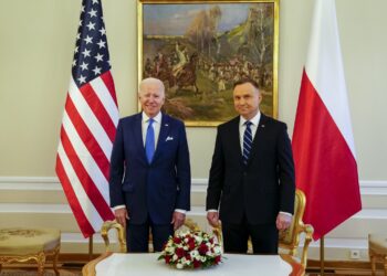 26.03.2022. Warszawa. Na zdjęciu (od lewej); prezydent USA Joe Biden i prezydent RP Andrzej Duda / President Biden/Twitter