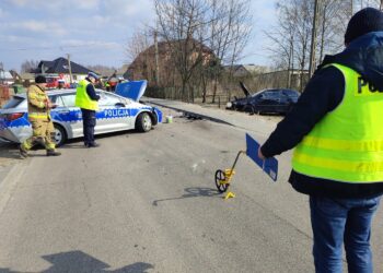 17.03.2022. Komorów. Pijany kierowca wjechał autem w radiowóz / Policja