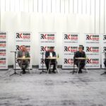 10.04.2022. Kielce. Studio Polityczne Radia Kielce. Na zdjęciu (od lewej): Tomasz Pleban - PiS, Andrzej Szejna -  Nowa Lewica, Michał Skotnicki - PSL, Łukasz Wasilewski - Konfederacja Ruch Narodowy, Wiktor Pytlak - PO / Sebastian Kalwat / Radio Kielce