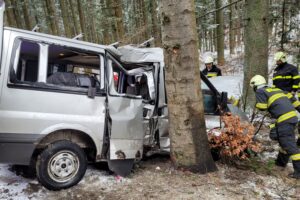 2.04.2022. Muszynka. Wypadek busa / KM PSP w Nowym Sączu