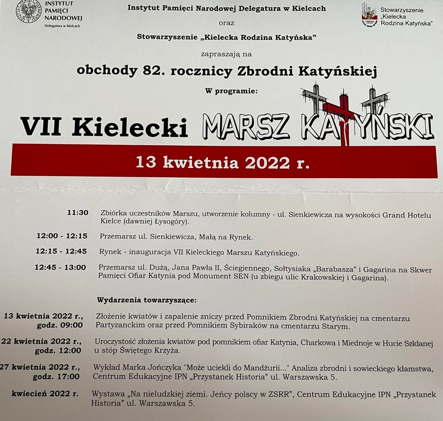 VII Kielecki Marsz Katyński - Program obchodów / Radio Kielce