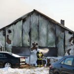 03.04.2022. Szczecno. Pożar warsztatu samochodowego / Wiktor Taszłow / Radio Kielce