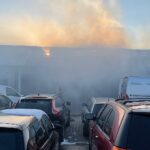 03.04.2022. Szczecno. Pożar warsztatu samochodowego / Wiktor Taszłow / Radio Kielce