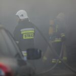 03.04.2022. Szczecno. Pożar warsztatu samochodowego.  / Wiktor Taszłow / Radio Kielce