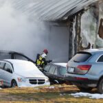 03.04.2022. Szczecno. Pożar warsztatu samochodowego / Wiktor Taszłow / Radio Kielce